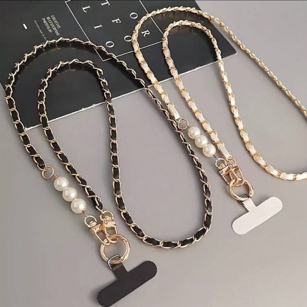 Gold and Black Pearl Accent Lanyard Necklace - Women Jewelry